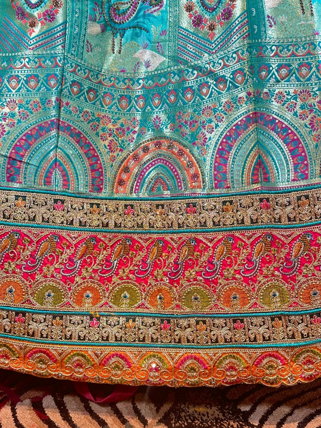 Enchanting Fuchsia Teal Tapestry Lehenga