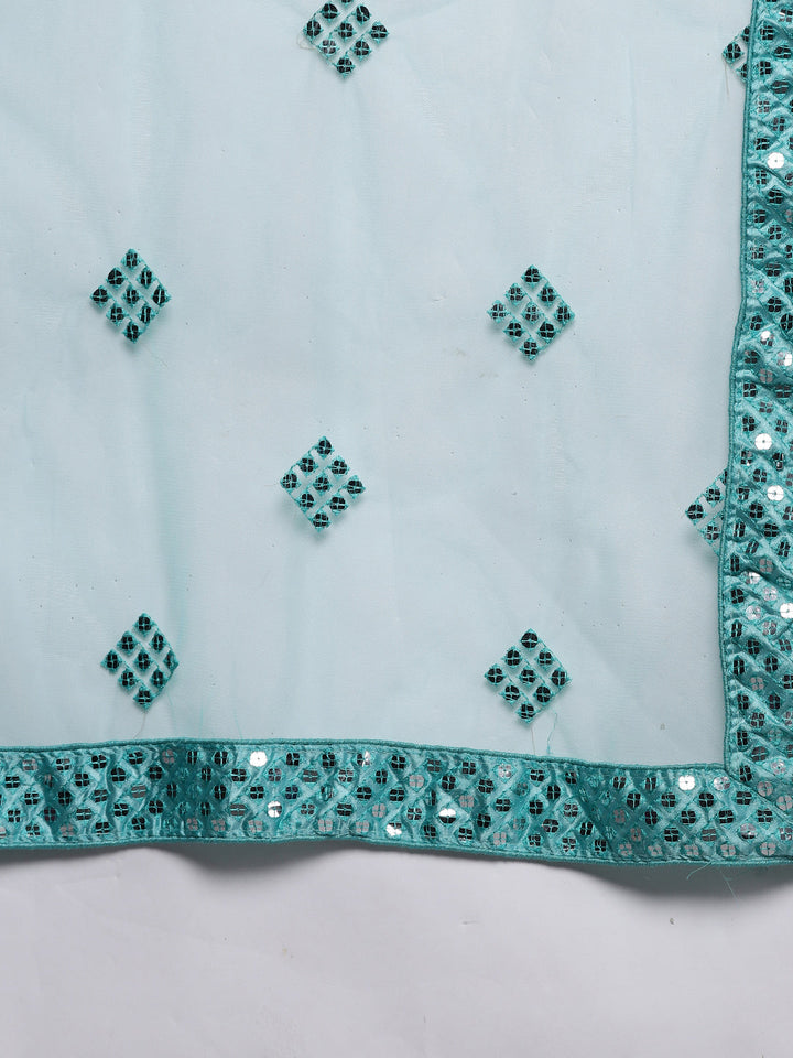 Net Cevron Lehenga Choli Set With Mirror Embroidery