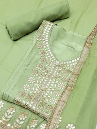 Chhabra 555 Gota Patti & Sequin Embroidered Semi-stitched Punjabi Suit Dupatta in Pastel Color