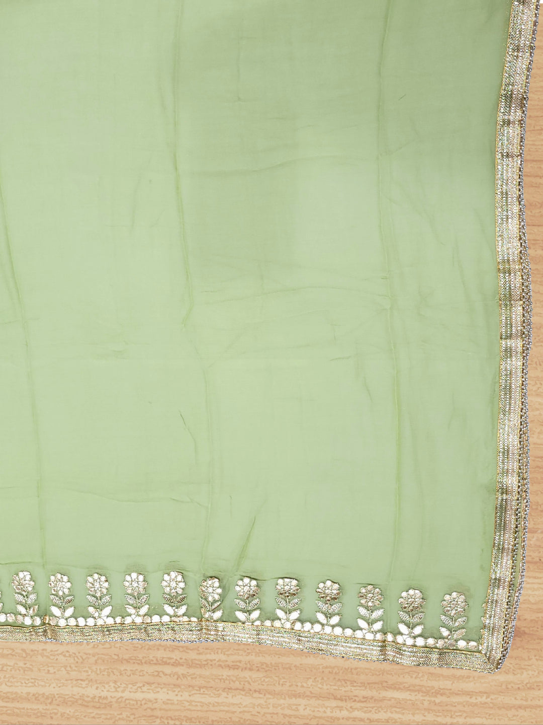 Gota Patti & Sequin Embroidered Semi-stitched Punjabi Suit Dupatta in Pastel Color