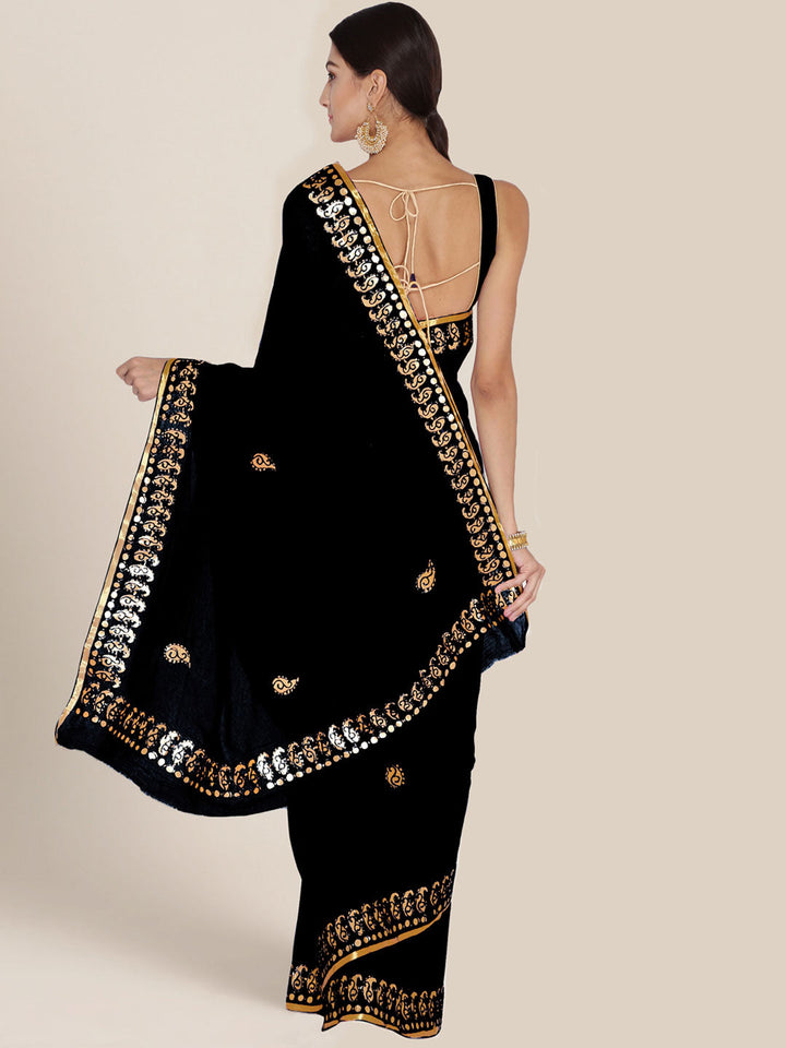 Black Chiffon Gotta Patti Work Embellished Party Wear Saree