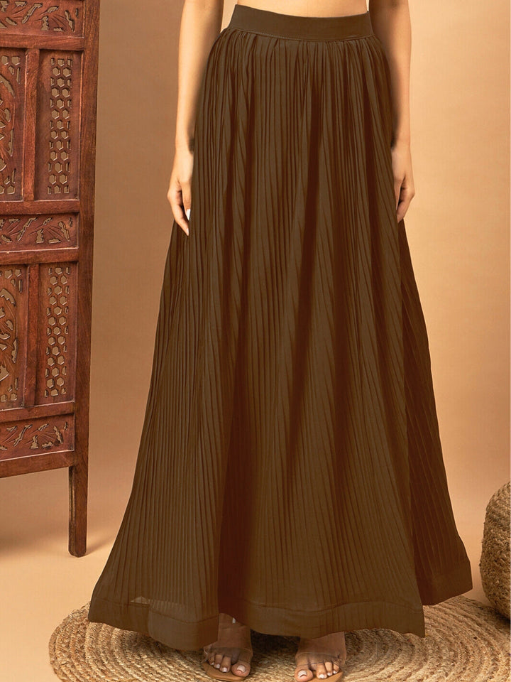 Chhabra 555 Mirror Embroidered Long Front Slit Jacket style Kurta & Accordian Pleated Lehenga