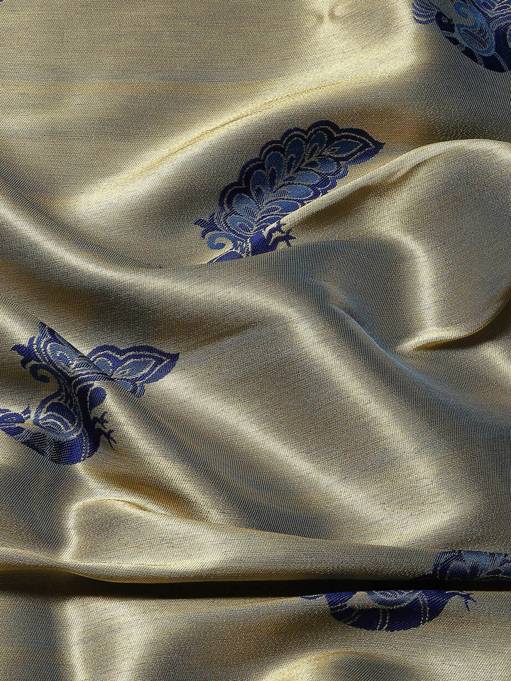 Gold Zari Handwoven Paithani Silk Saree with Meenakari Peacock Motifs