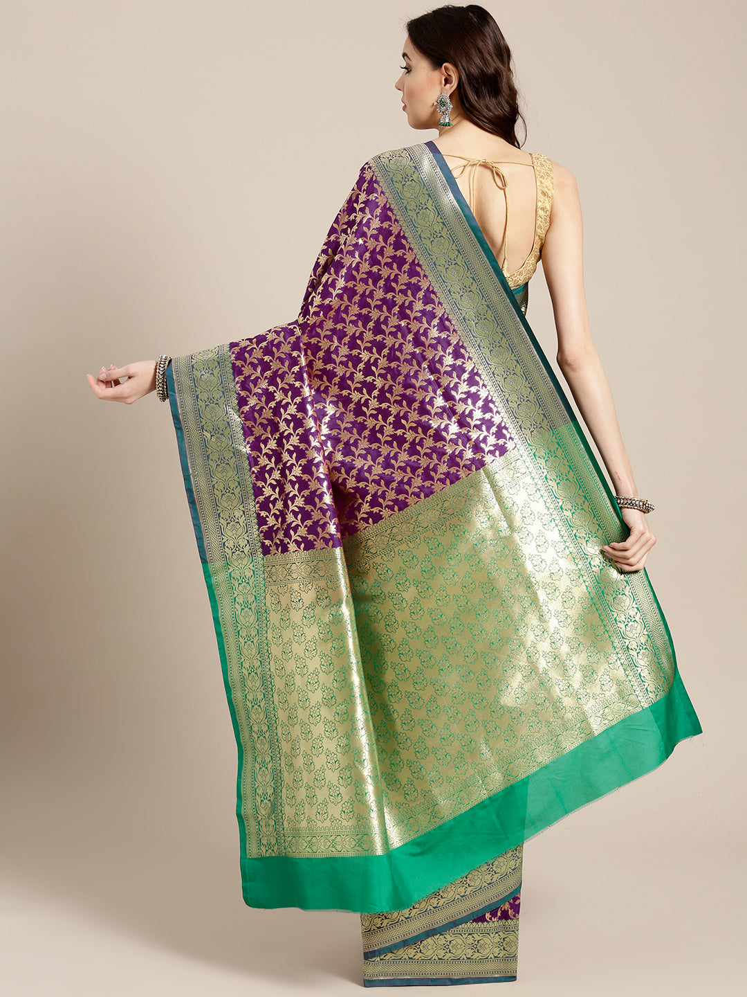 Banarasi Handloom Silk Saree with Botanical Meenakari Pattern