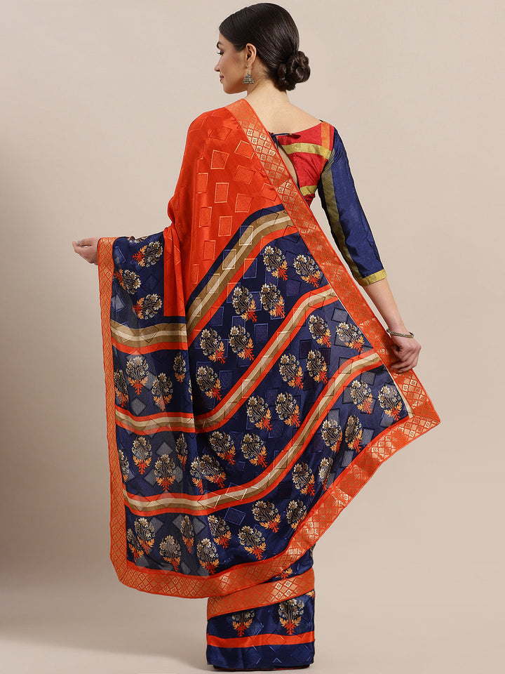 Crepe Printed Saree with Floral Digital print