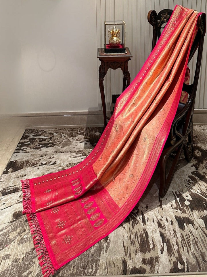 Radiant Orange and Pink Silk Saree