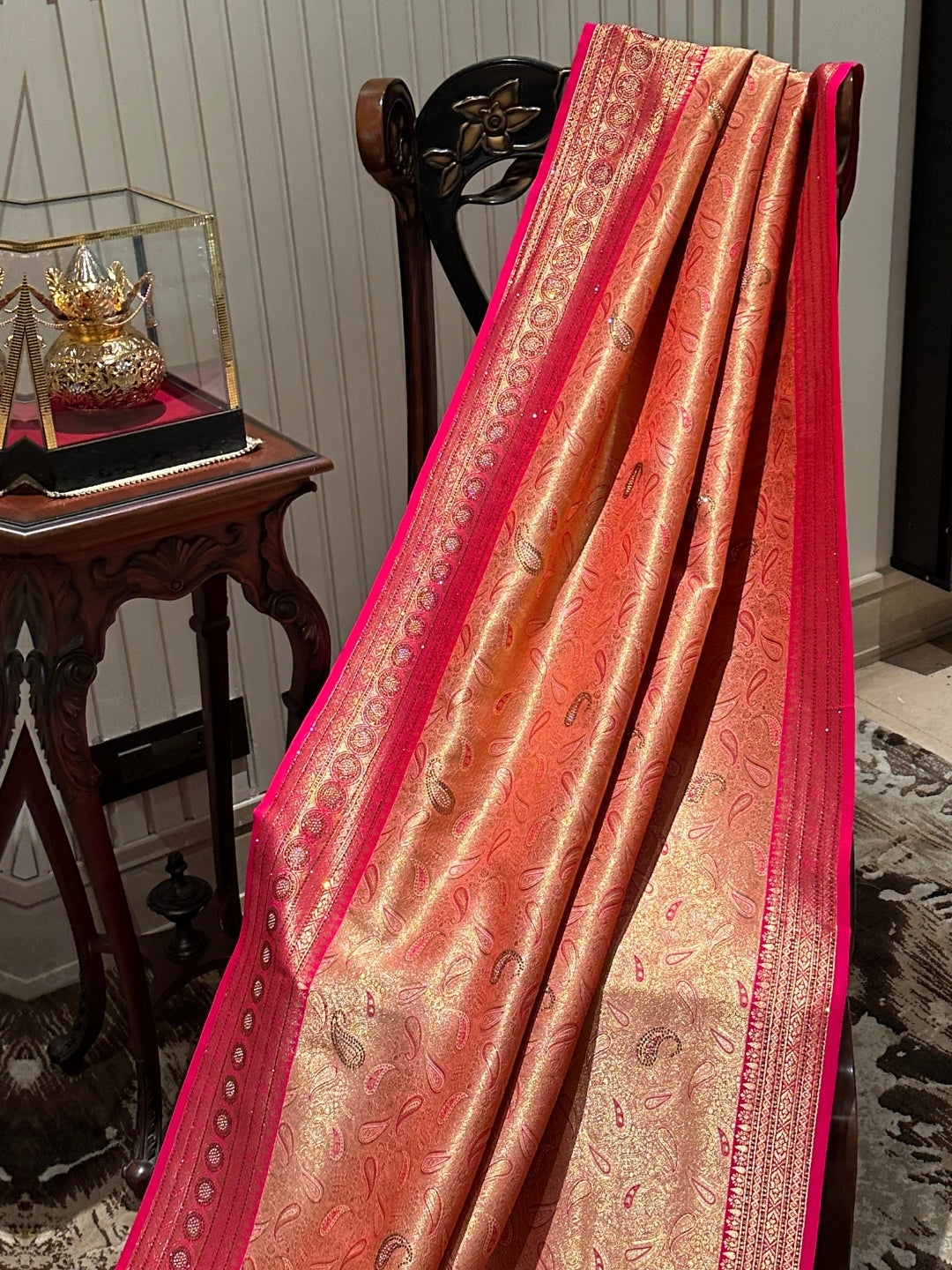 Radiant Orange and Pink Silk Saree