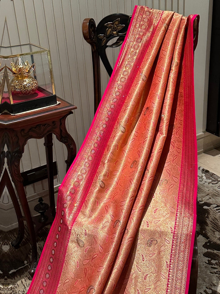 Radiant Orange and Pink Silk Saree