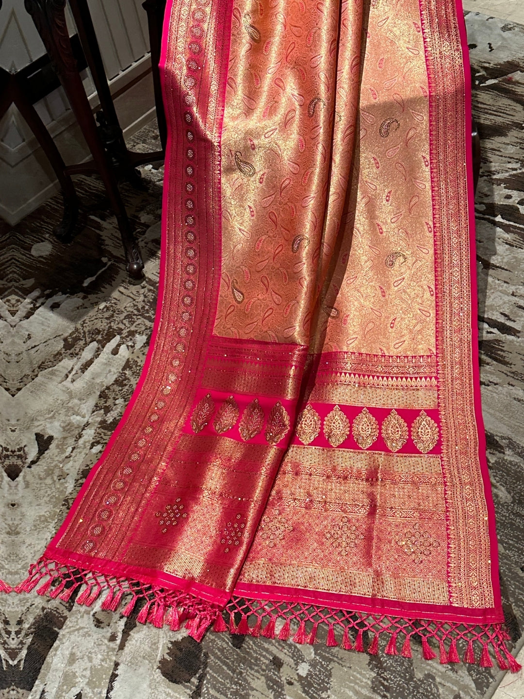 Radiant Orange and Pink Silk Saree