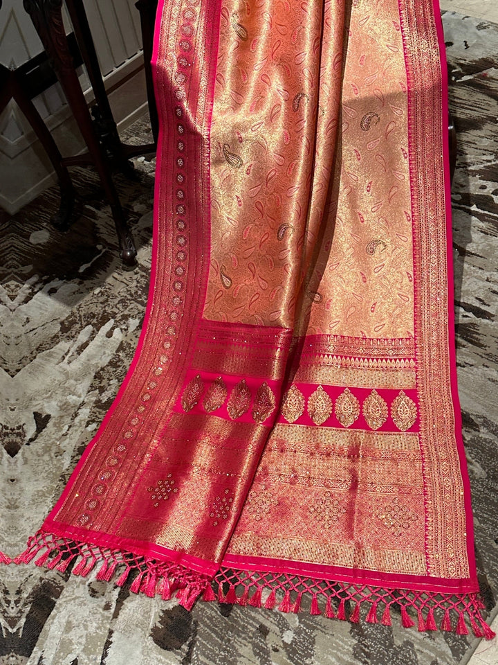 Radiant Orange and Pink Silk Saree