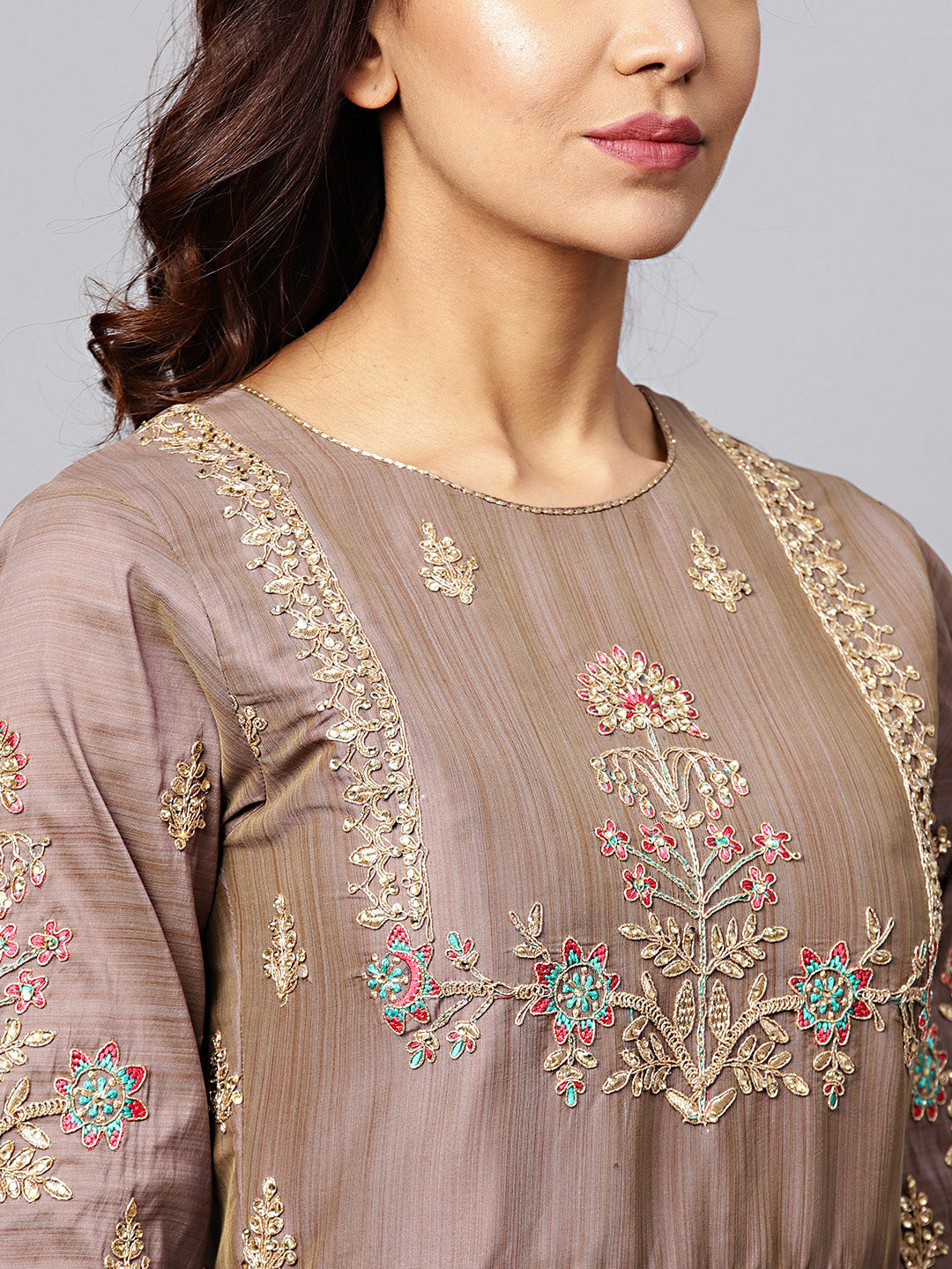 Banarasi Woven Gown with Zari Embroidered Dupatta