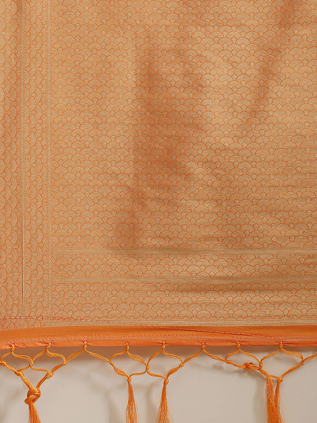 Orange Silk Meenakari Banarasi Saree Embellished With Ethnic Motifs