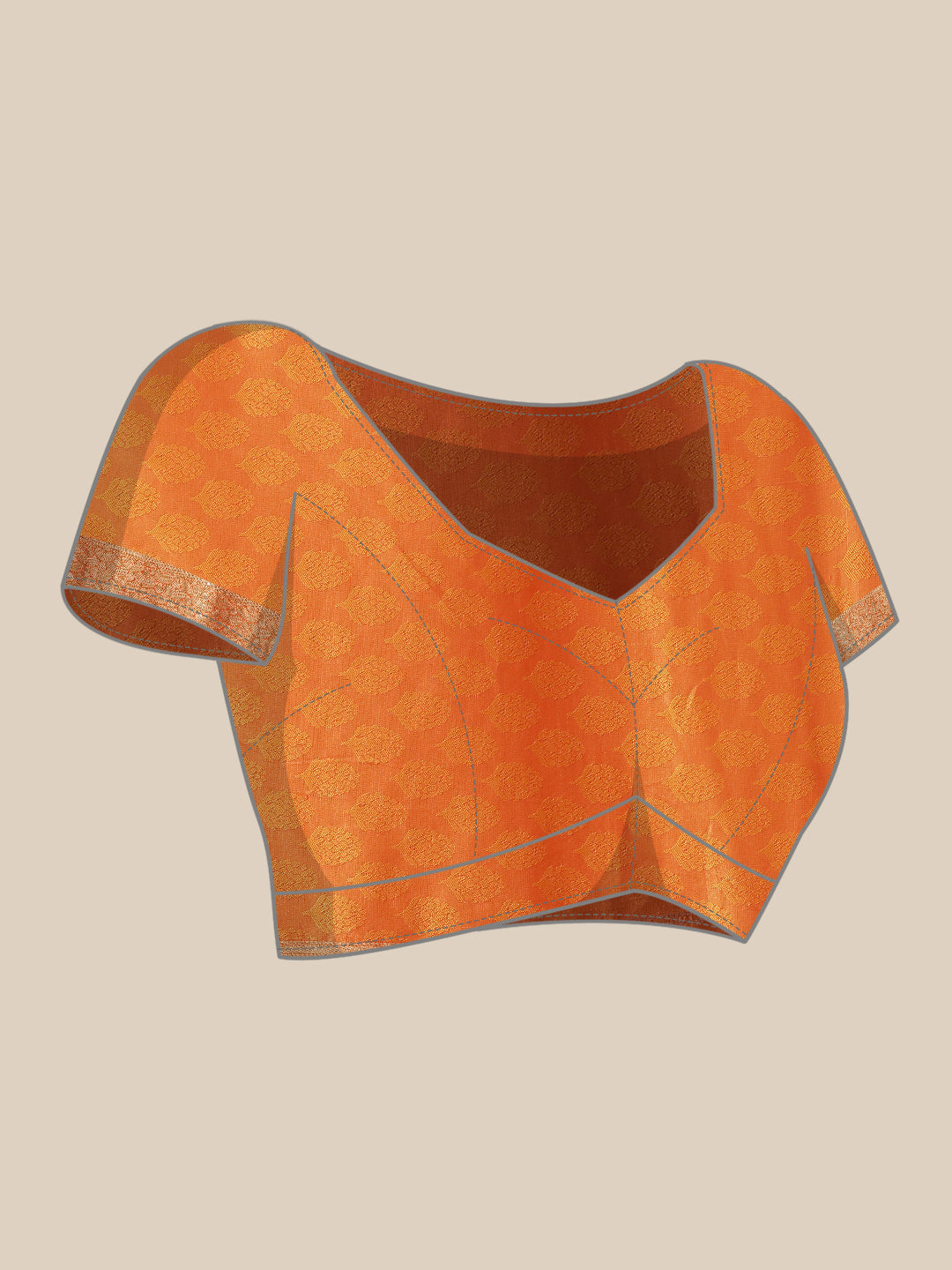 Orange Silk Meenakari Banarasi Saree Embellished With Ethnic Motifs