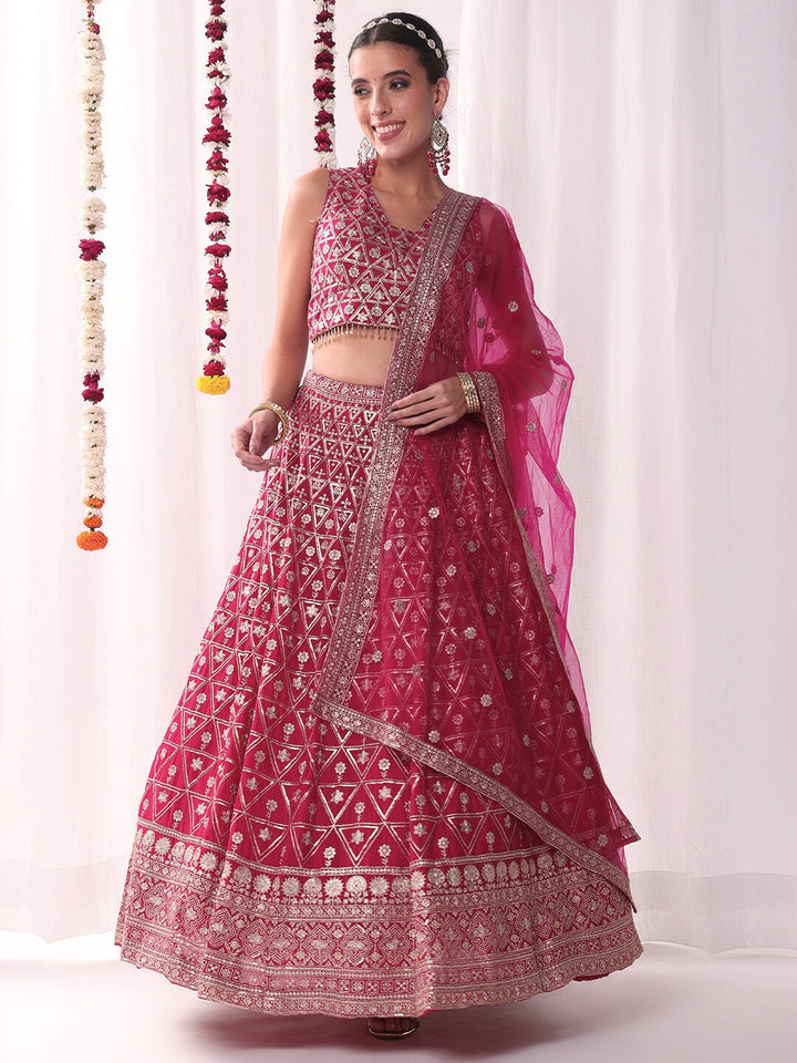 Sequinned Lehenga Set with Tassled Choli