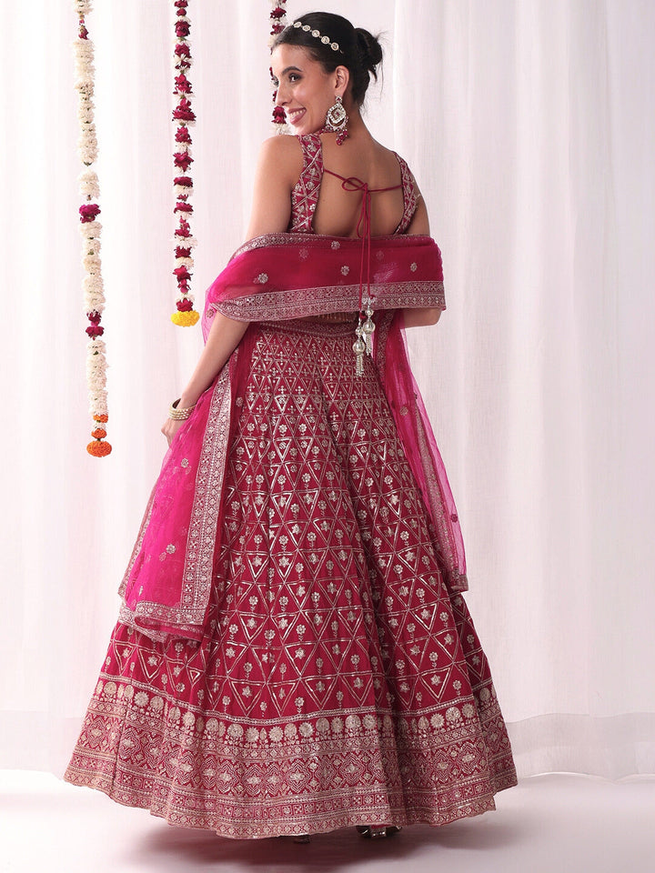 Sequinned Lehenga Set with Tassled Choli