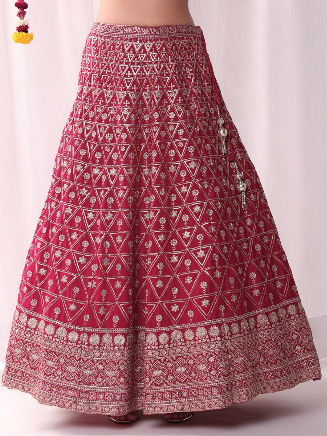 Sequinned Lehenga Set with Tassled Choli