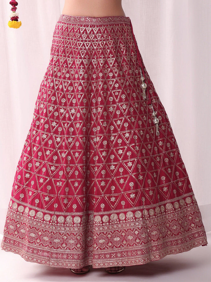 Sequinned Lehenga Set with Tassled Choli