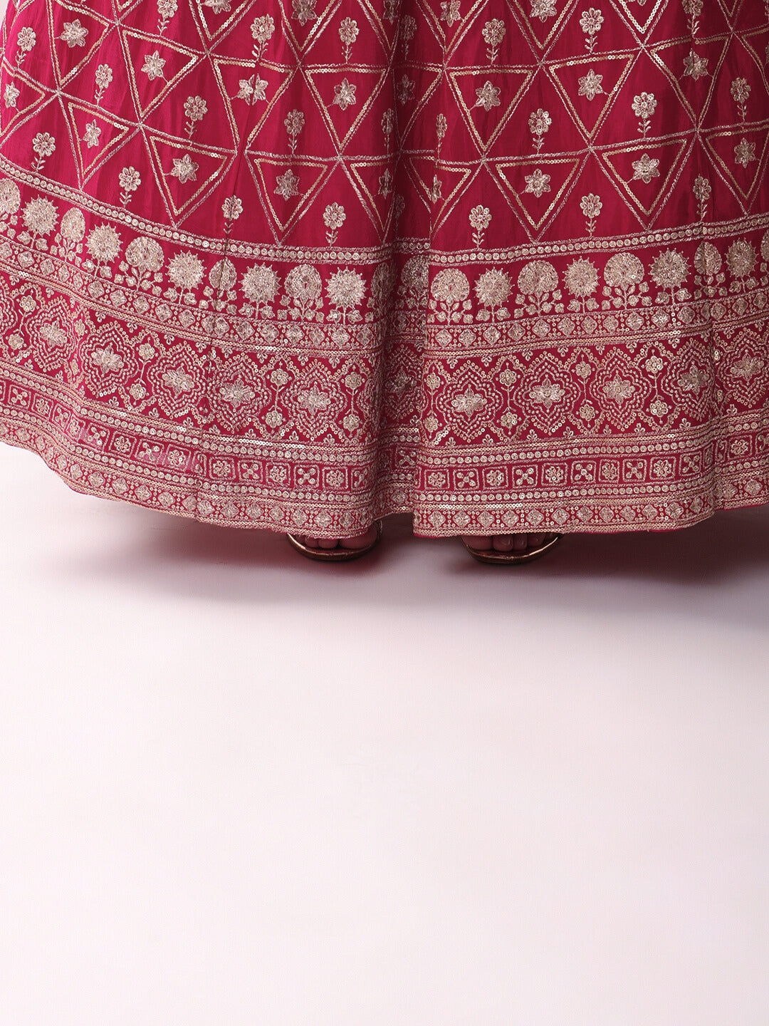 Sequinned Lehenga Set with Tassled Choli