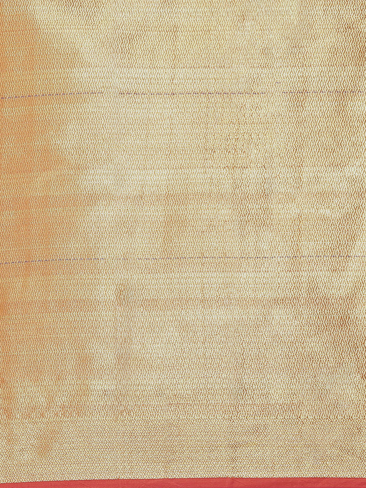 Banarasi Chanderi Saree with Gold Zari & Resham Artistic Motifs & Floral Woven border