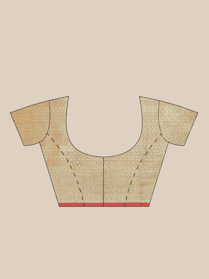 Banarasi Chanderi Saree with Gold Zari & Resham Artistic Motifs & Floral Woven border