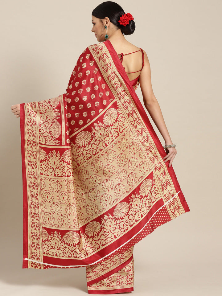 Patola Silk Floral Print Half-And-Half Bhagalpuri Saree
