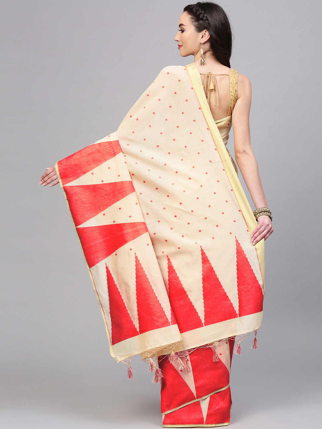 Banarasi Silk saree with Handloom Woven Temple Pattern
