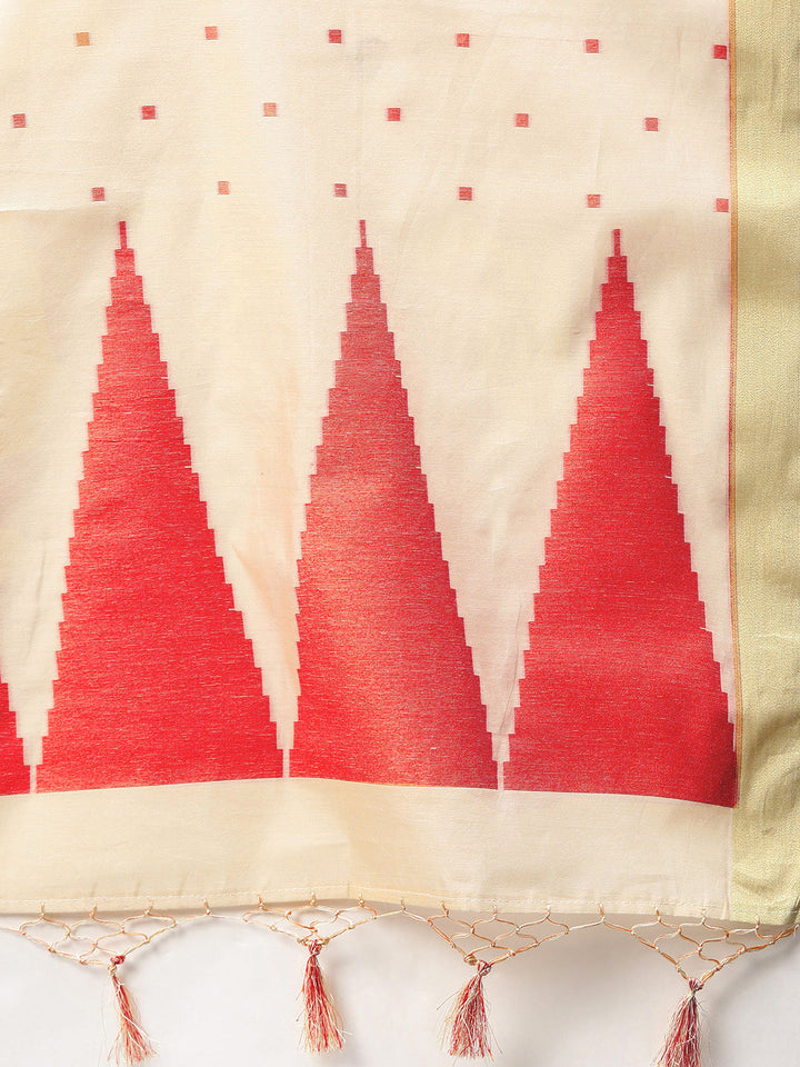 Banarasi Silk saree with Handloom Woven Temple Pattern