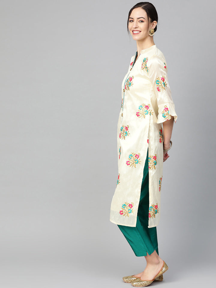 Pathani Style Kurta Set with Resham Zari embroidery