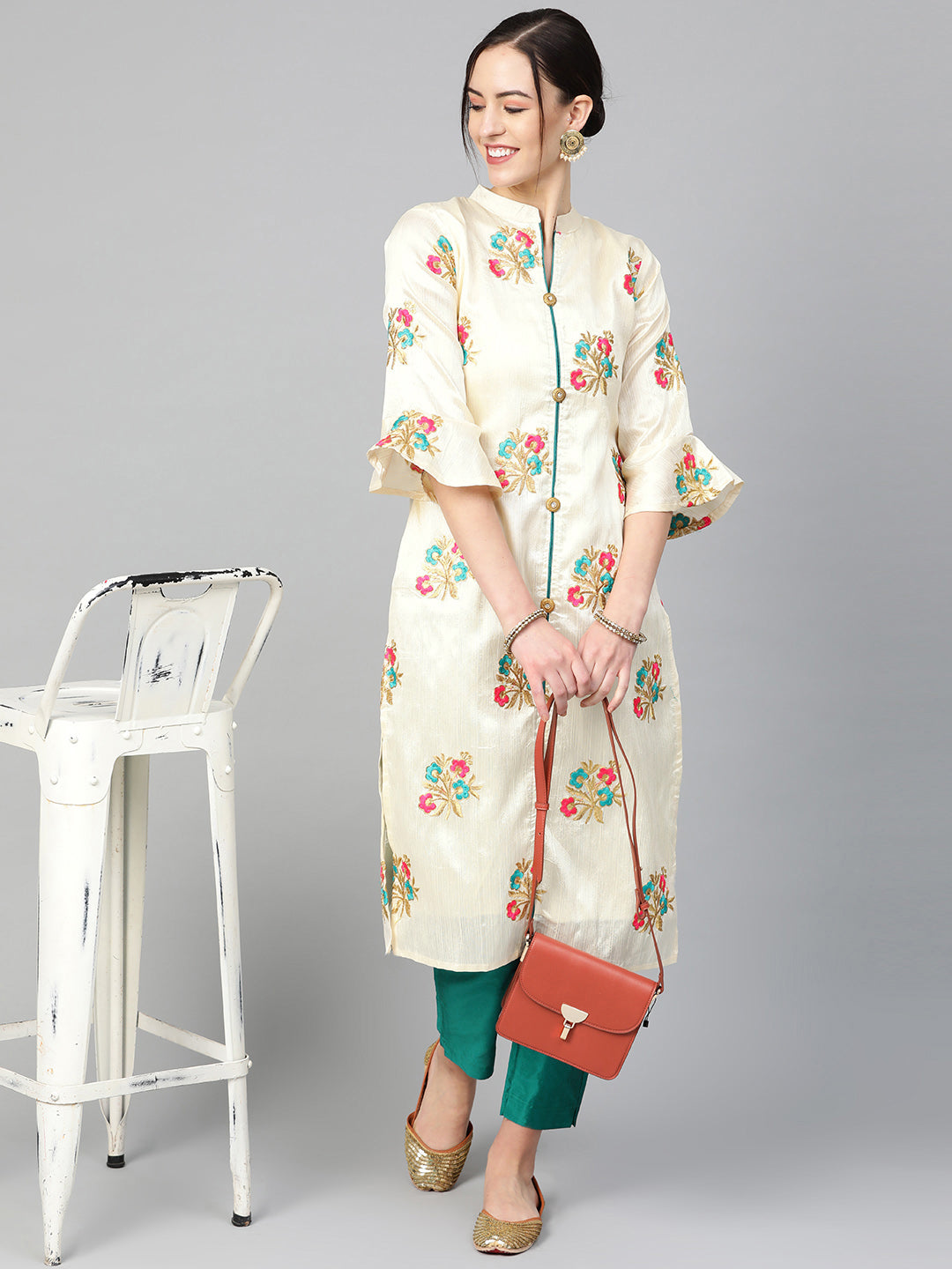 Pathani Style Kurta Set with Resham Zari embroidery