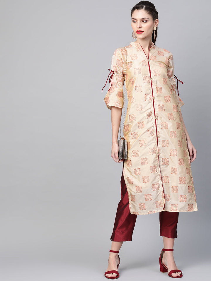 Kurta Pallazo Set with Embossed Rubber Print