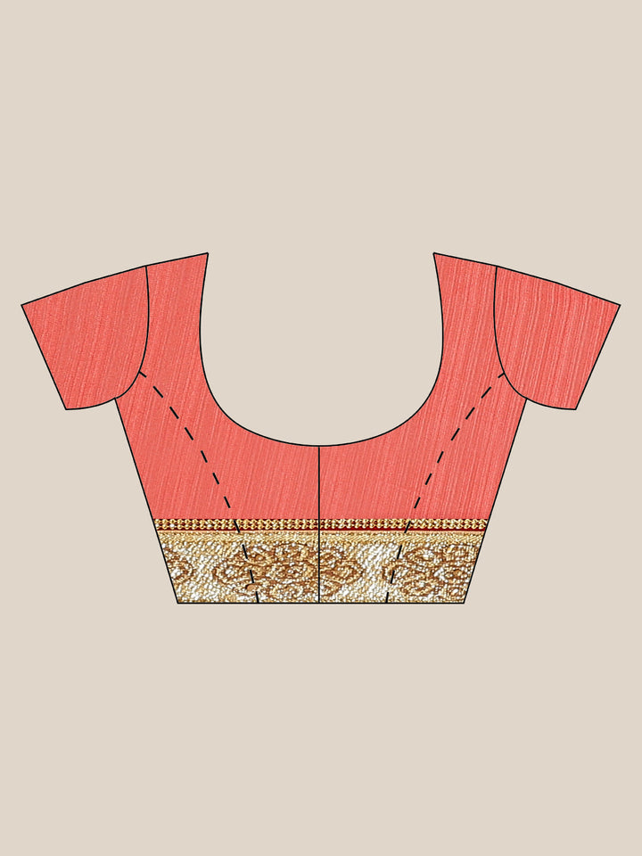 Foil print Beige Coral Traditional Stone Embellished Saree with Fancy Border