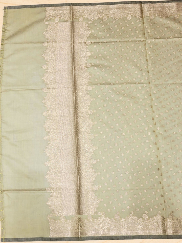 Meeanakari Weaving Banarasi Dress Material with Scalloped pattern & Jhallar Dupatta