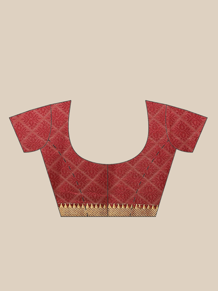 Traditional Banarasi Saree with Contrast peacock motif woven border
