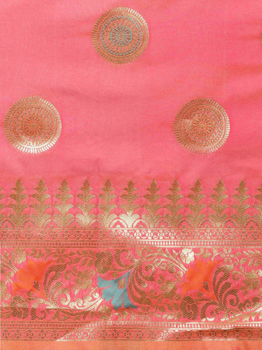 Banarasi Handloom Silk Saree with Floral Meenakari and Jhalar