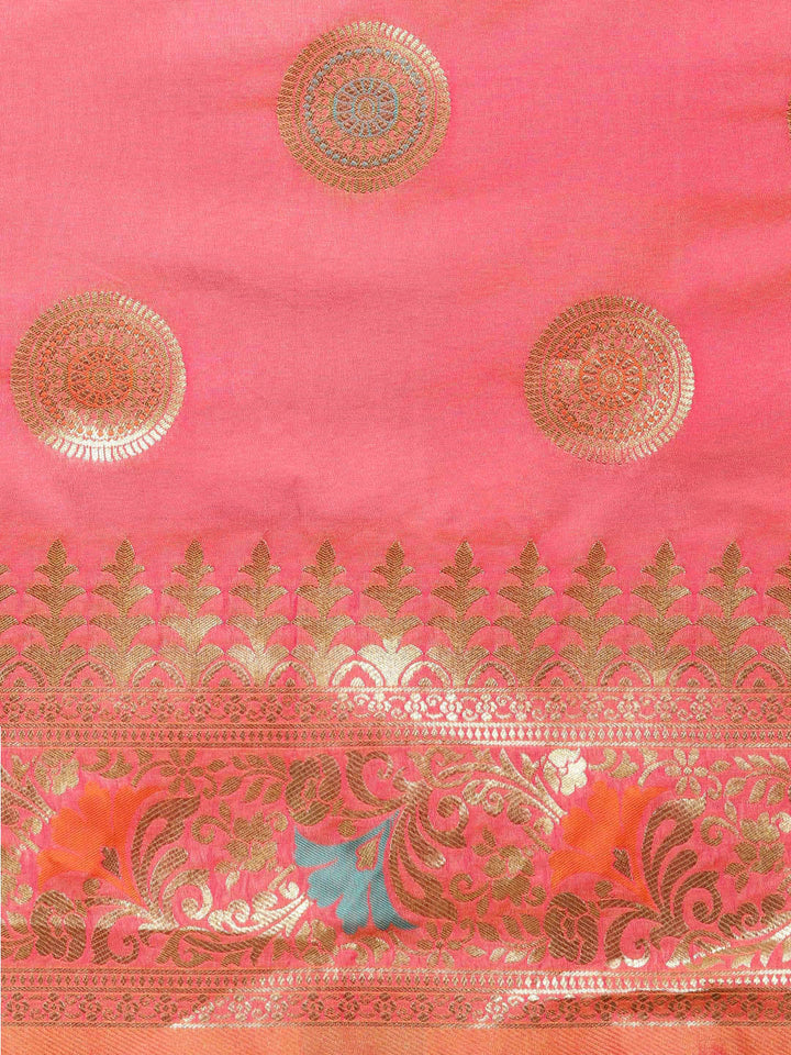 Banarasi Handloom Silk Saree with Floral Meenakari and Jhalar