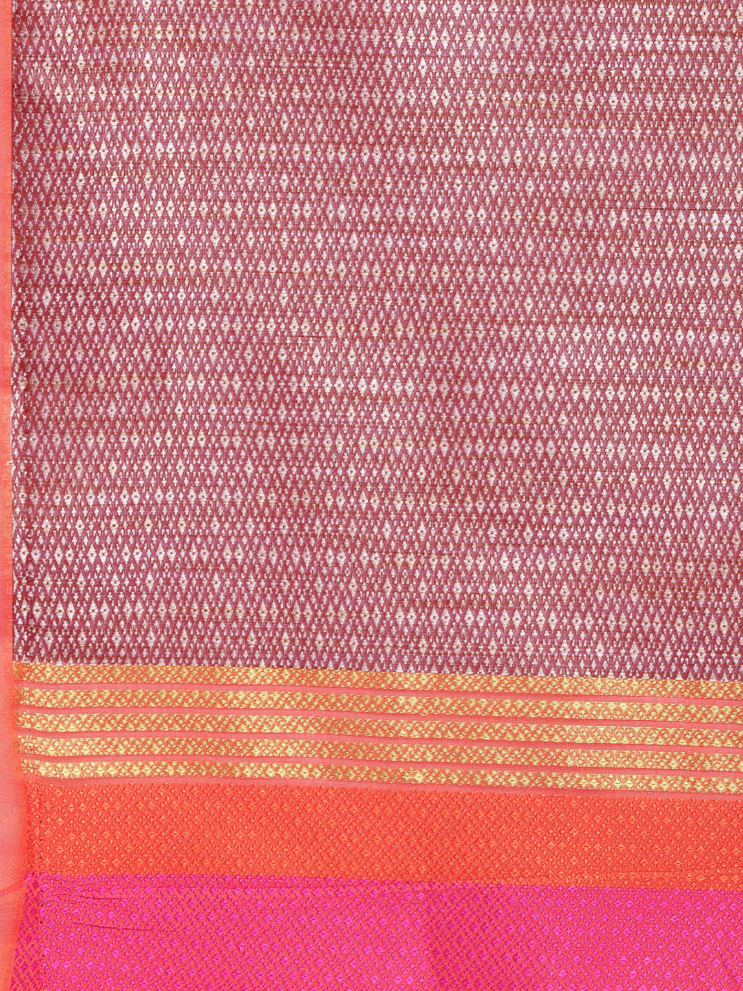 Banarasi Silk Saree with Geometrical Weaving and Multicolor Stripes