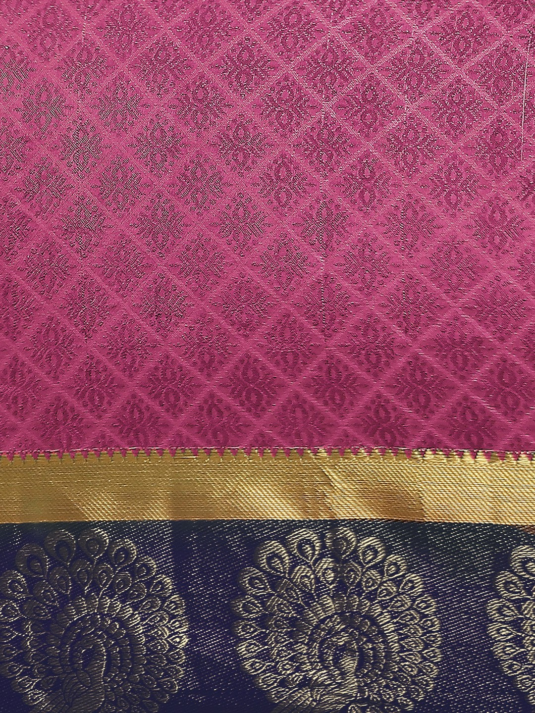 Traditional Banarasi Saree with Contrast peacock motif woven border