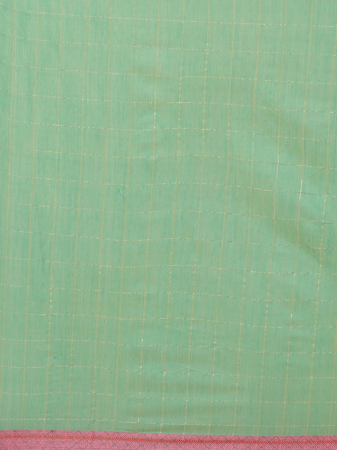 Banarasi Chanderi Checkered Saree with Geometrical Gold Zari Motifs in multicolor Border