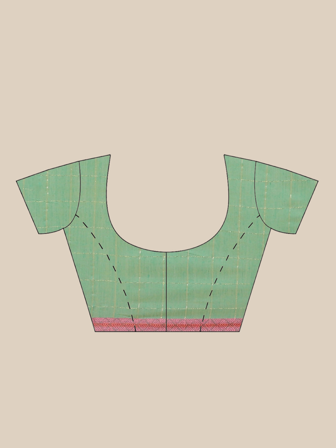Banarasi Chanderi Checkered Saree with Geometrical Gold Zari Motifs in multicolor Border