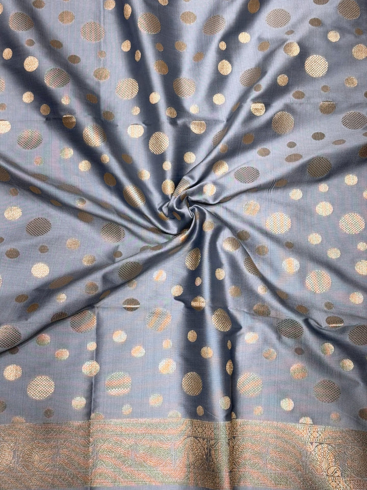 Banarasi Silk Colorblocked Dress Material with Paisley Zari Weaving & Jhalar Dupatta