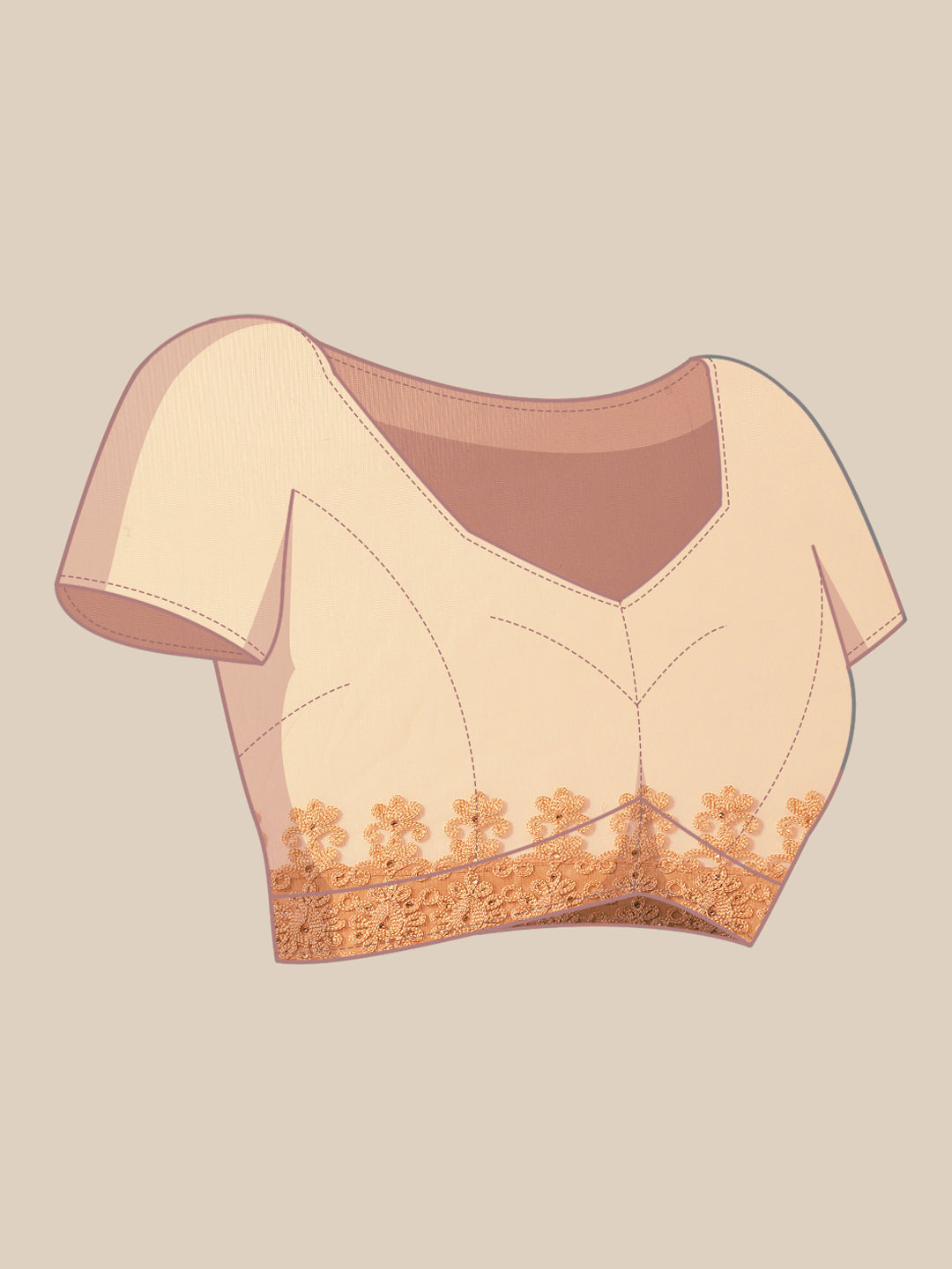 Embroidered Saree with Scalloped border & crystal Embellishments