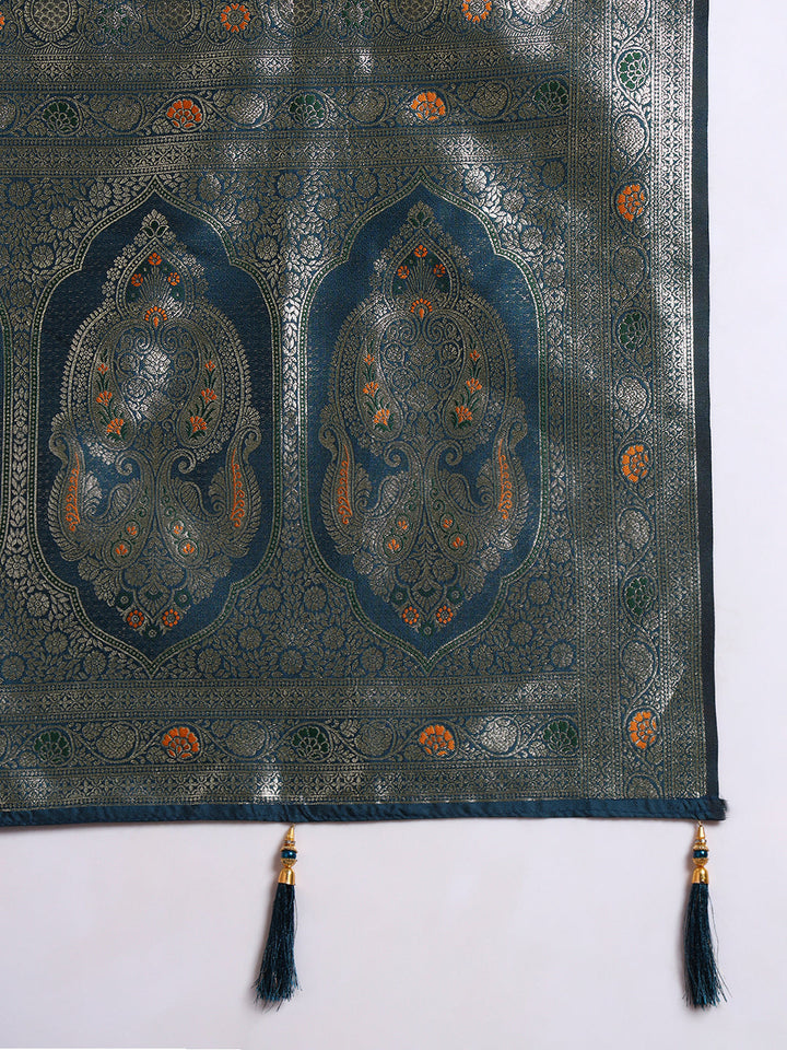 Handloom Banarasi Brocade Handloom Silk saree with Meenakari Weaving, Paisley Border