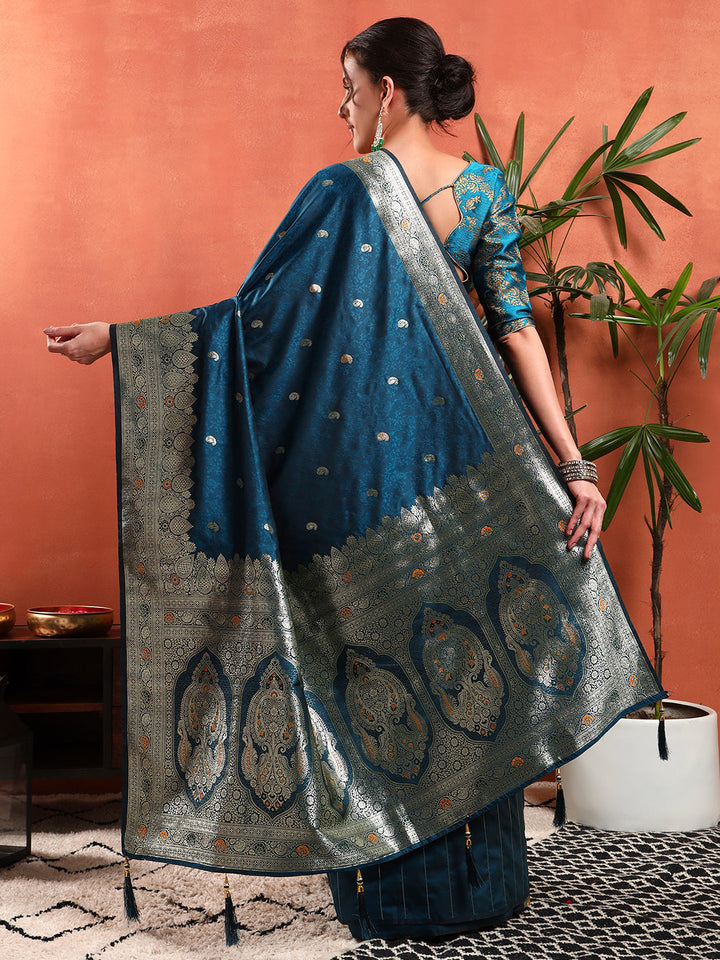 Handloom Banarasi Brocade Handloom Silk saree with Meenakari Weaving, Paisley Border