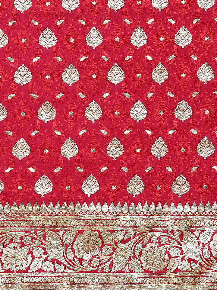Magenta Kanjeevaram Silk Saree Embellished with Embossed Print