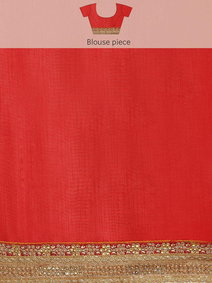 Red Bandhani Georgette Saree with Zari Embroidery & Embellishments
