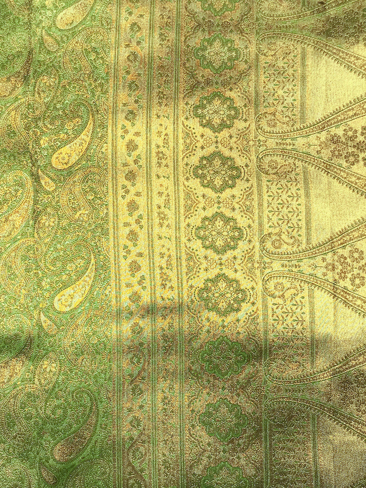 Traditional Banarasi Handloom Silk Saree with Ethnic Zari Paisley Weaving & Jhalar Pallu