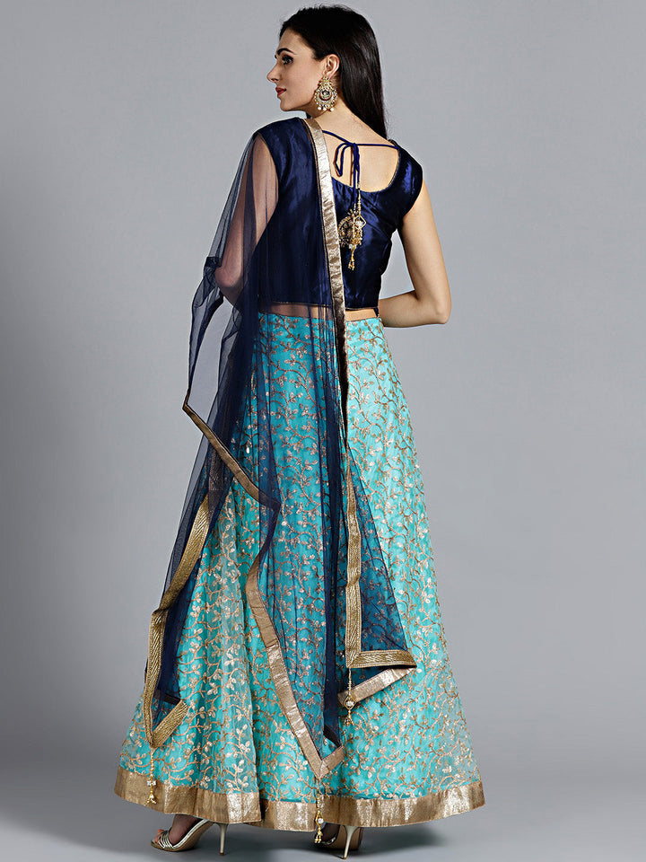 Embroidered Lehanga with Contrast Zircon Embellished Choli