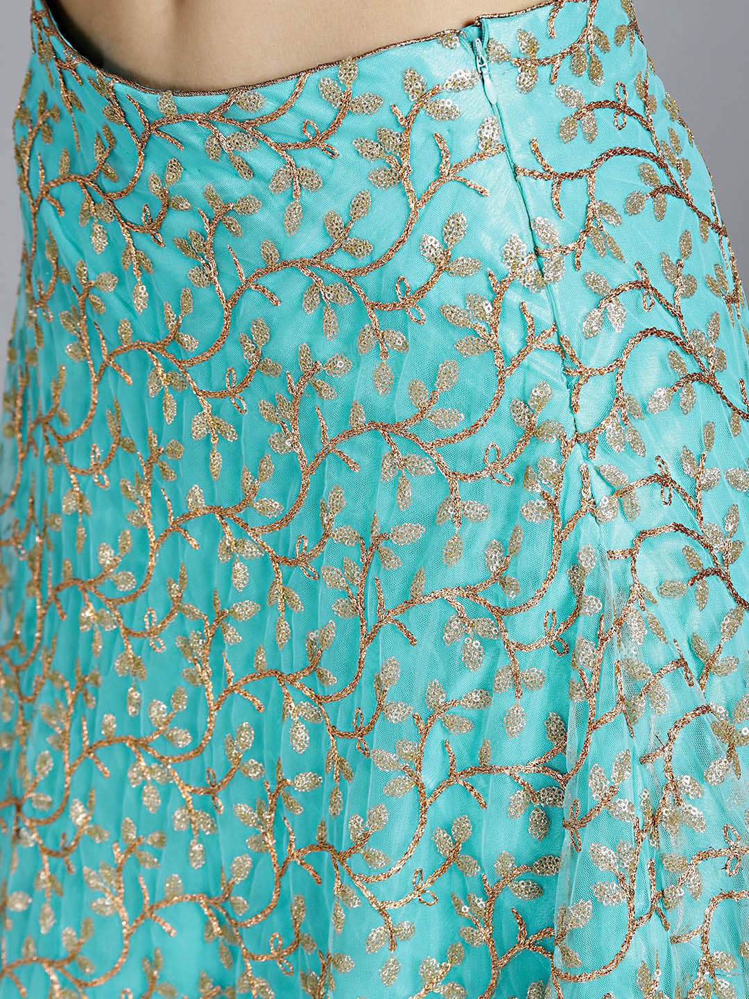 Embroidered Lehanga with Contrast Zircon Embellished Choli