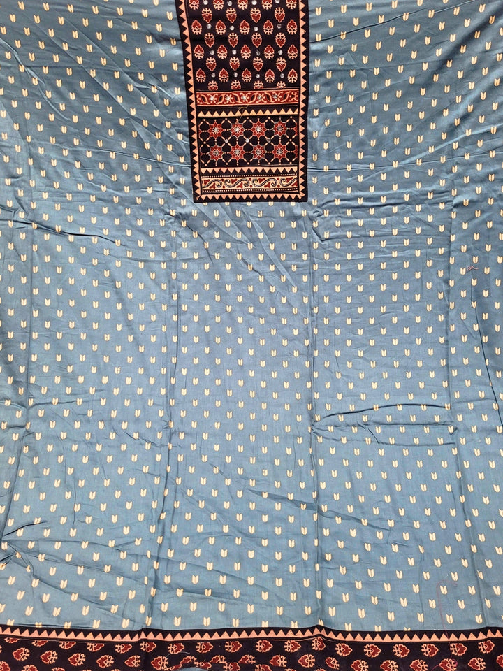 Ethnic Ajrak Block Print Cotton Suit Dupatta with Mirror Embelishments & Contrast colors