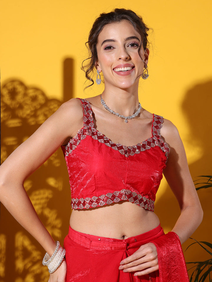 Pre-stitched Draped Light Weight Saree with Self Sheen